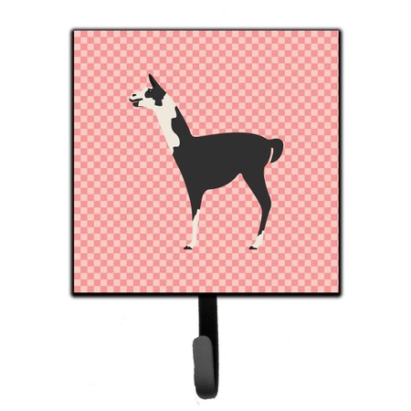 Carolines Treasures Llama Q Ara Pink Check Leash or Key Holder BB7918SH4